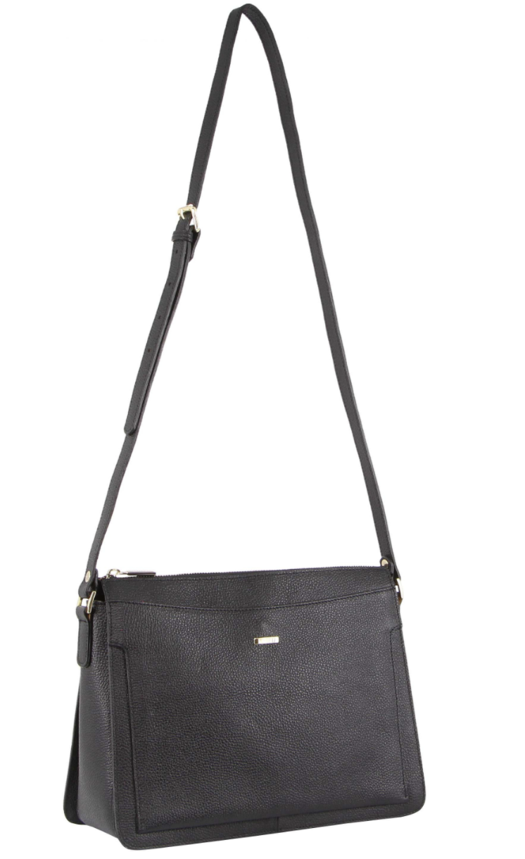 Morrissey Italian Structured Leather Cross Body Handbag Tote Bag - Black