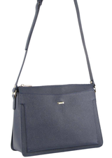 Morrissey Italian Structured Leather Cross Body Handbag Tote Bag - Navy