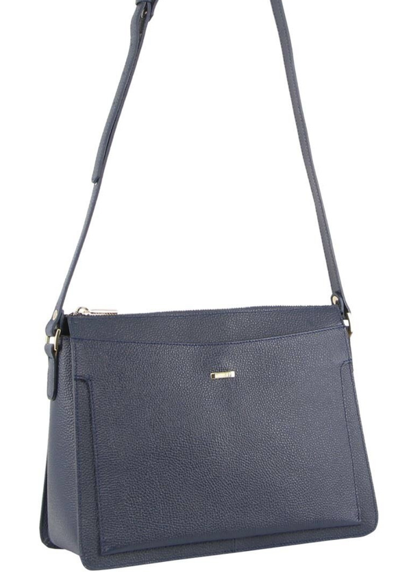 Morrissey Italian Structured Leather Cross Body Handbag Tote Bag - Navy