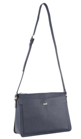 Morrissey Italian Structured Leather Cross Body Handbag Tote Bag - Navy