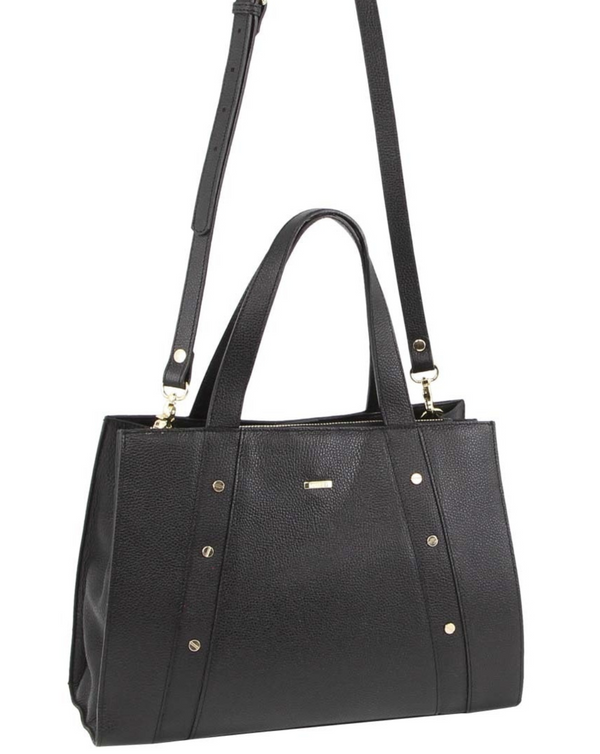 Morrissey Womens Italian Leather Tote Handbag - Black