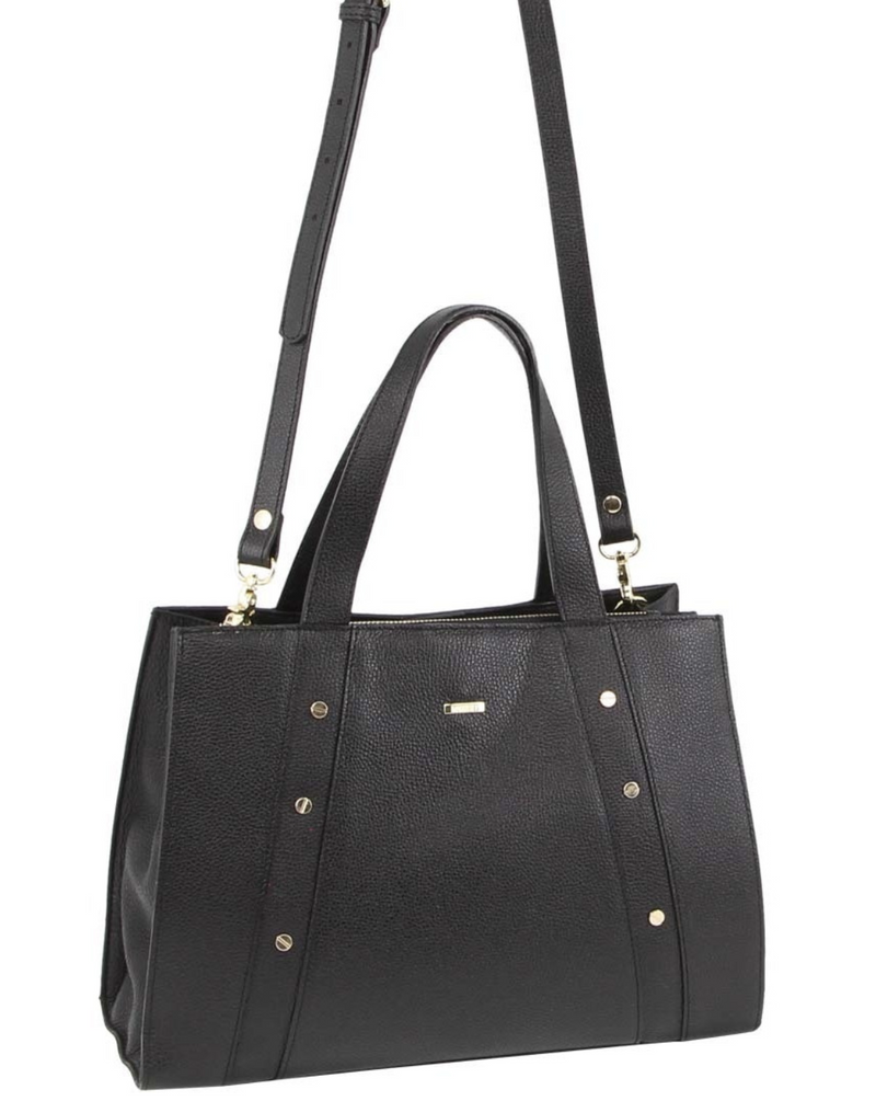 Morrissey Womens Italian Leather Tote Handbag - Black