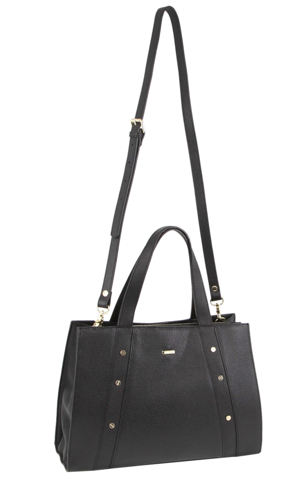 Morrissey Womens Italian Leather Tote Handbag - Black