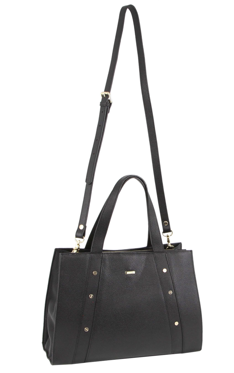 Morrissey Womens Italian Leather Tote Handbag - Black