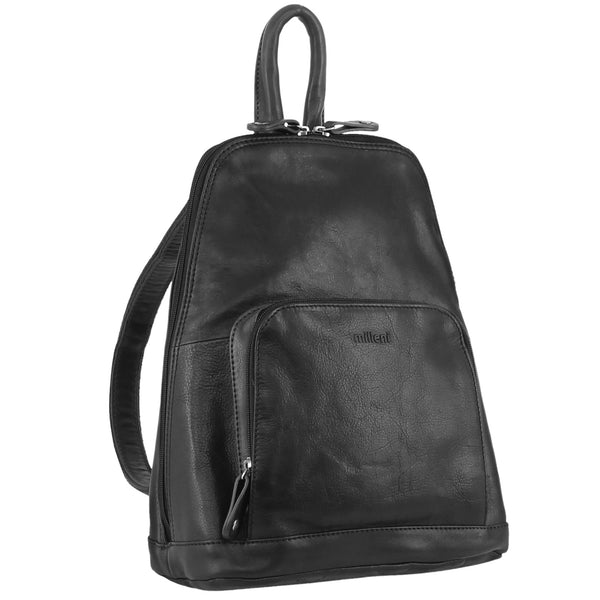 Milleni Womens Soft Nappa Italian Leather with Twin Zip - Black