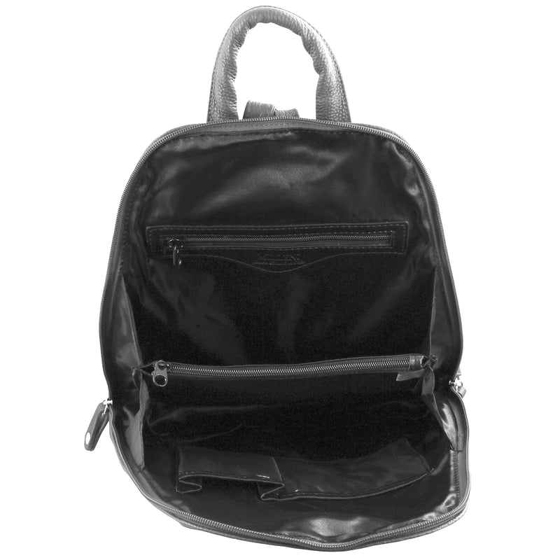 Milleni Womens Soft Nappa Italian Leather Backpack - Black/Chestnut
