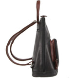 Milleni Womens Soft Nappa Italian Leather Backpack - Black/Chestnut