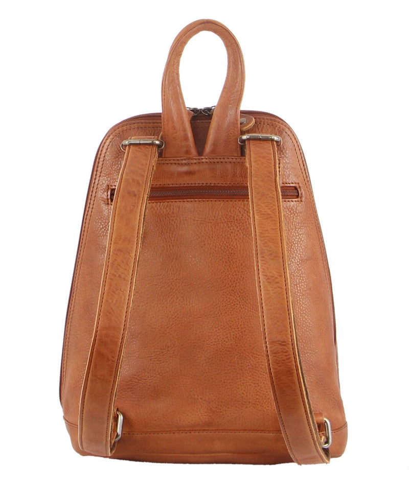 Milleni Genuine Italian Leather Soft Nappa Leather Backpack Bag - Cognac