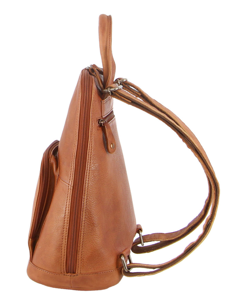 Milleni Genuine Italian Leather Soft Nappa Leather Backpack Bag - Cognac