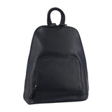 Milleni Womens Nappa Italian Leather Backpack with Twin Zip - Navy