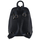 Milleni Womens Nappa Italian Leather Backpack with Twin Zip - Navy
