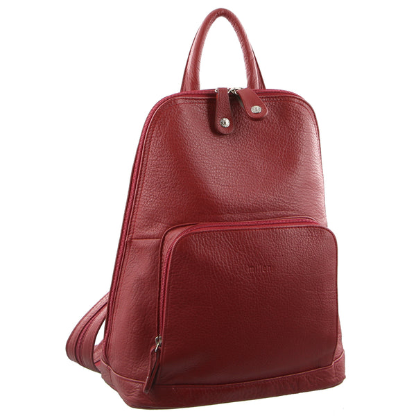 Milleni Womens Soft Nappa Italian Leather with Twin Zip - Red