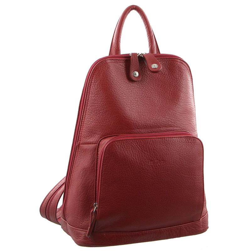 Milleni Womens Soft Nappa Italian Leather with Twin Zip - Red