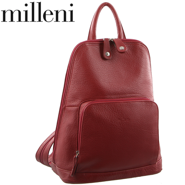 Milleni Womens Soft Nappa Italian Leather with Twin Zip - Red