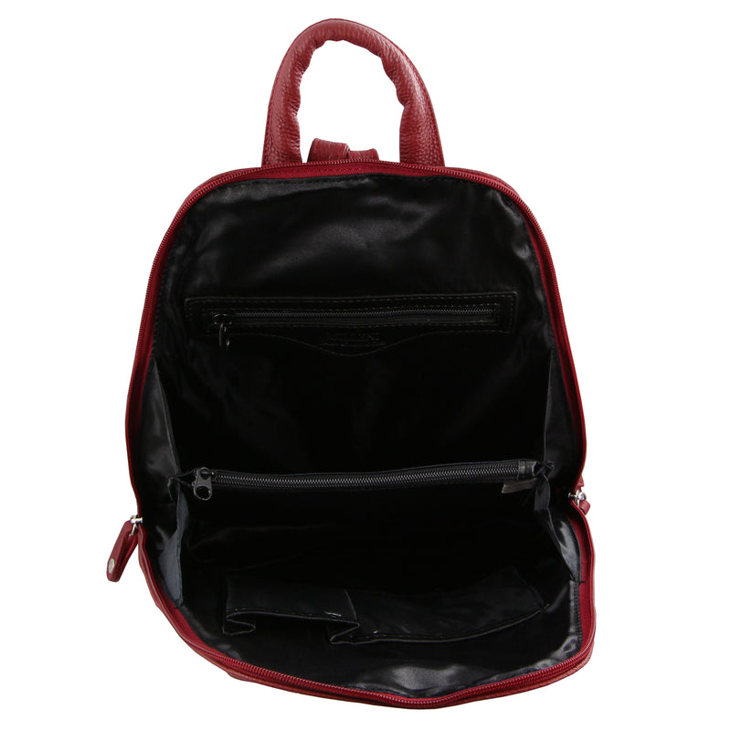 Milleni Womens Soft Nappa Italian Leather with Twin Zip - Red