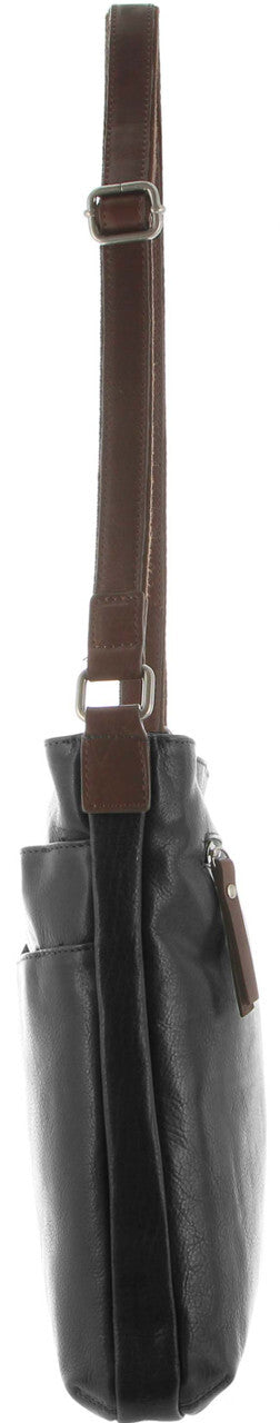 Milleni Womens Italian Soft Nappa Leather Cross-Body Bag - Black/Chestnut