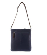 Milleni Womens Italian Soft Nappa Leather Bag - Indigo/Chestnut