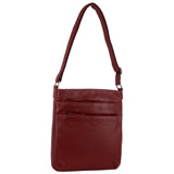 Milleni Ladies Nappa Leather Zip Closure Cross Body Bag - Red
