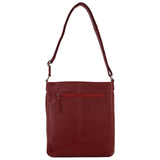 Milleni Ladies Nappa Leather Zip Closure Cross Body Bag - Red