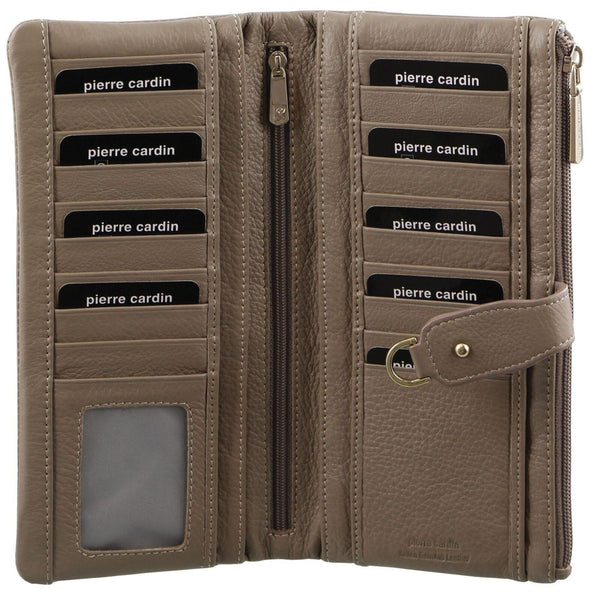 Pierre Cardin Womens RFID Italian Leather Wallet - Taupe