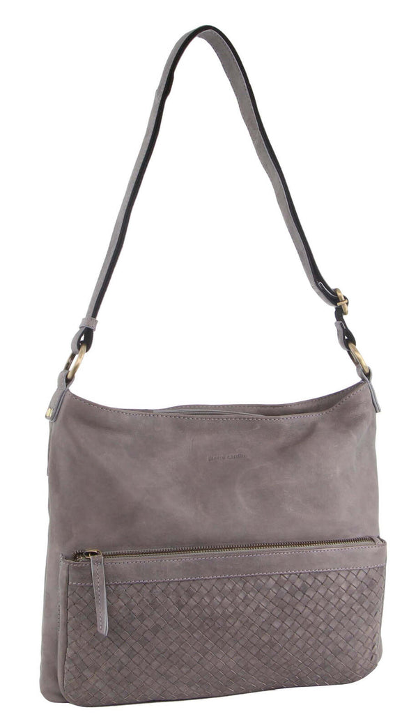 Pierre Cardin Woven Leather Ladies Cross-Body Handbag - Sky Blue
