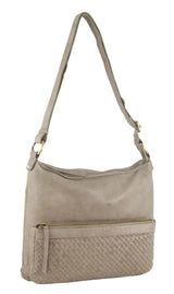 Pierre Cardin Woven Leather Ladies Cross-Body Bag - Taupe