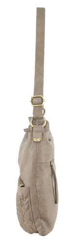 Pierre Cardin Woven Leather Ladies Cross-Body Bag - Taupe