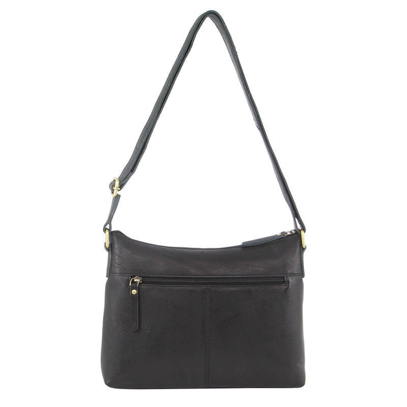 Pierre Cardin Womens Leather Perforated Cross-Body Bag with Stud Detailing - Black