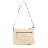 Pierre Cardin Womens Leather Perforated Cross-Body Bag with Stud Detailing - Latte
