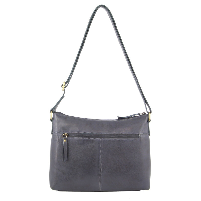Pierre Cardin Womens Leather Perforated Cross-Body Bag with Stud Detailing - Teal
