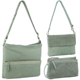 3-Piece Set Pierre Cardin Womens Woven Bags - Mint Green