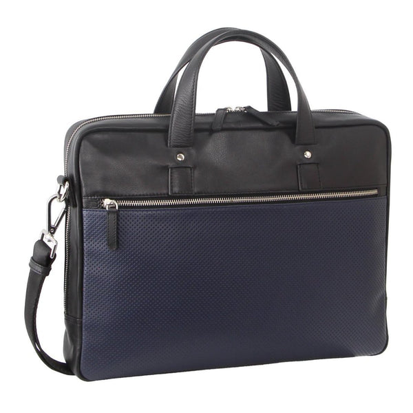 Pierre Cardin Mens Pebbled Leather Computer Laptop - Black