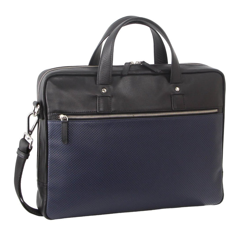 Pierre Cardin Mens Pebbled Leather Computer Laptop - Black
