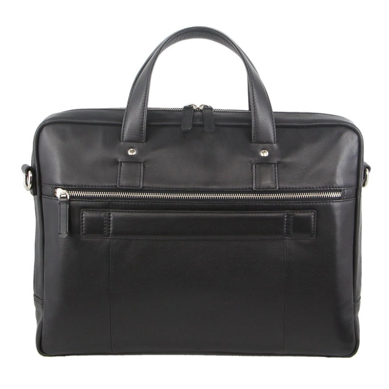 Pierre Cardin Mens Pebbled Leather Computer Laptop - Black