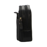 Pierre Cardin Mens Italian Leather Toiletry Bag Wash Case - Black
