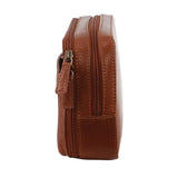 Pierre Cardin Mens Leather Toiletry Bag Wash Case - Tan