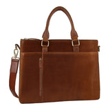 Pierre Cardin Mens Leather Briefcase Laptop Shoulder Tote  - Tan