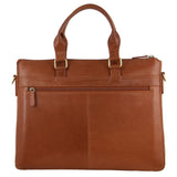 Pierre Cardin Mens Leather Briefcase Laptop Shoulder Tote  - Tan