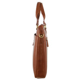 Pierre Cardin Mens Leather Briefcase Laptop Shoulder Tote  - Tan