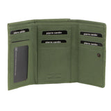 Pierre Cardin Leather Ladies Woven Design Tri-fold Wallet - Leaf Green