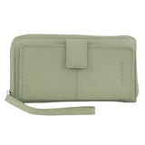 Pierre Cardin Womens Leather Zip Around Wallet w/ Wristlet - Jade Green
