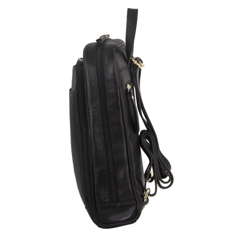 Pierre Cardin Rustic Womens Leather Backpack - Black