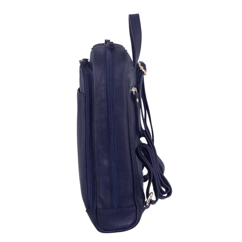 Pierre Cardin Rustic Womens Leather Backpack - Navy