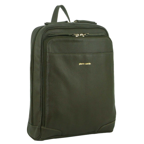 Pierre Cardin Rustic Womens Leather Backpack - Olive