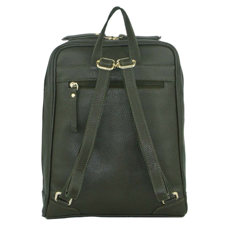 Pierre Cardin Rustic Womens Leather Backpack - Olive