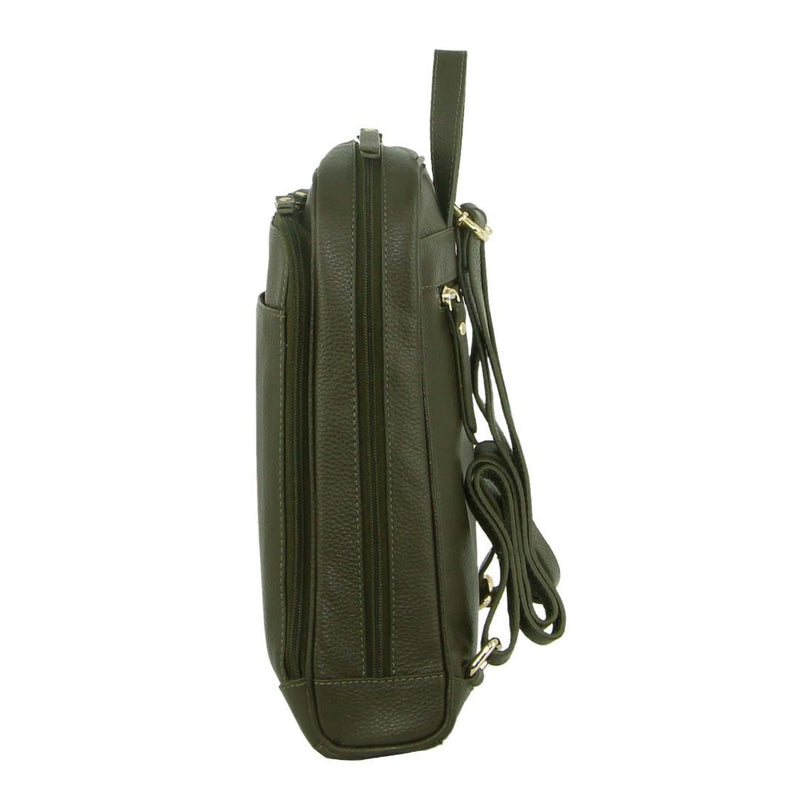 Pierre Cardin Rustic Womens Leather Backpack - Olive