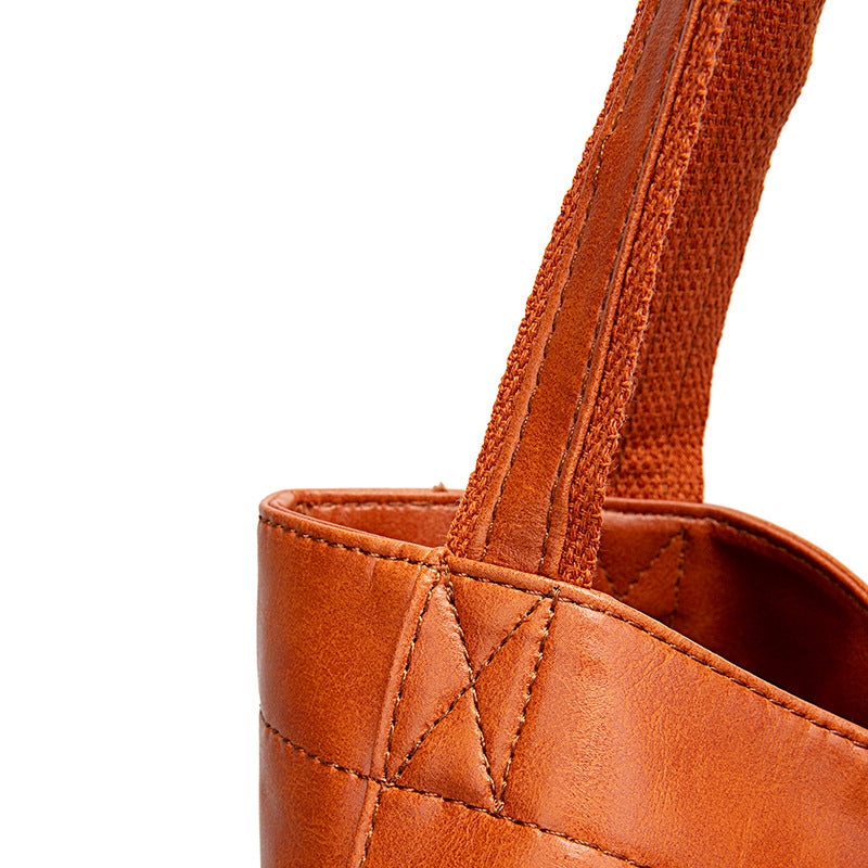 Vintage PU Leather Tote Bag - Stylish and Spacious Everyday Shoulder Bag - Yellow Brown