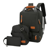 3-Piece Black Travel Backpack Set - Stylish Multi-Functional Backpack, Shoulder Bag & Pouch