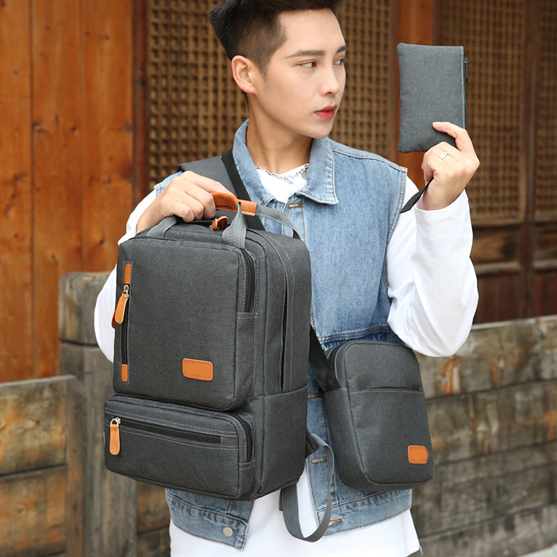 3-Piece Red Travel Backpack Set - Stylish Multi-Functional Backpack, Shoulder Bag & Pouch
