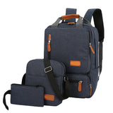 3-Piece Blue Travel Backpack Set - Stylish Multi-Functional Backpack, Shoulder Bag & Pouch